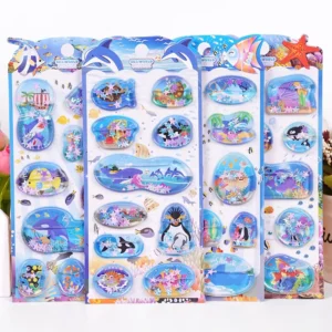 Ocean Animal UV Liquid Shake Shaker Stickers Star Glitter Floating 3D Epoxy Decals for Kids Journal Water Bottle DIY Decor