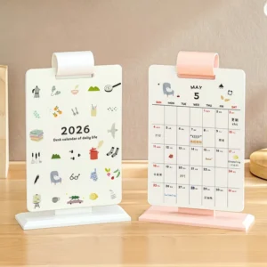 Oem ODMDesktop Calendar Ornament 300g White Cardboard Multi color Cat themed Printing Calendar for Office Studyroom Deskroom