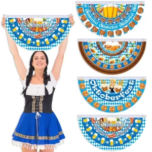 Oktoberfest Pleated Fan Banner Bunting Hanging Decoration Beer Mug Pretzel Bavarian German Festival Party Decor