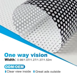 One Way Vision Film Self-Adhesive Vinyl See Through Water Resistant Glossy Matte Finish for Window Advertising Sticker Roll