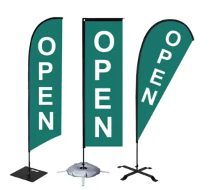 Outdoor Advertising Banner Stands Aluminum Flagpole Custom Color Double-Sided Heat Transfer Printed Feather Teardrop Banner