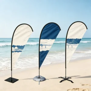 Outdoor Beach Banner Flag with Fiberglass Pole Set