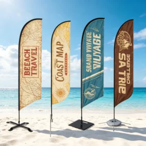 Outdoor Beach Teardrop Feather Banner Flag with Custom Printed Logo, 110g Heavy Duty Cloth Fabric, Fiberglass Pole