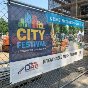 Outdoor Breathable PVC Mesh Vinyl Banner Fence Wrap for Construction and Event Advertising