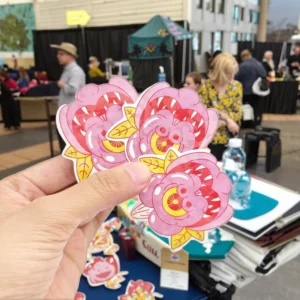 Outdoor Cartoon Promotion Stickers Weatherproof Waterproof UV Proof Strong Adhesive White PVC Die Cut Custom Shapes Matte