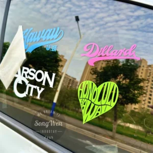 Outdoor Die Cut Custom Logo Waterproof Vehicle Transfer UV Resist Vinyl Car Decals Clear Transfer Tape 3D Car Window Stickers
