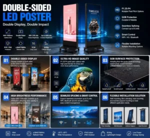 Outdoor Double-Sided LED Poster 640*1920mm LED Screen Digital Signage Waterproof Commercial Use