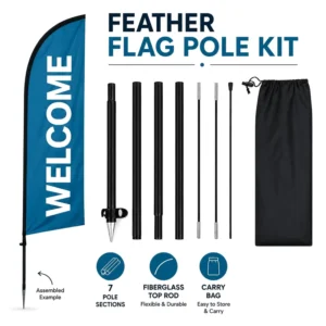 Outdoor Feather Flag Banner 9ft Business Sign WELCOME Custom Beach Flag with Pole and Spike