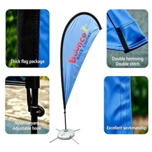 Outdoor Flying Feather Flag Custom Printed Teardrop Bali Bow Beach Flag with Cross Base