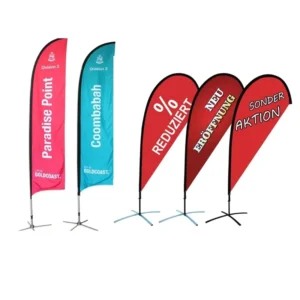 Outdoor Promotional Business Advertising Barber Feather Rectangle Teardrop Beach Flag Flying Banners