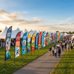 Outdoor Sports Event Sideline Feather Flag with Carbon Composite Pole