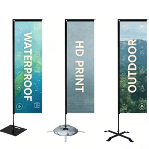 Outdoor Square Flag Banner with Adjustable Fiberglass Pole and Anti-Wrinkle 110g Polyester Fabric
