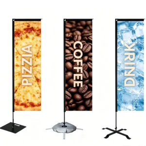 Outdoor Square Flag Banner with Reinforced Fiberglass Pole and UV-Resistant Cloth Print
