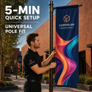 Outdoor Street Light Pole Banners Custom Promotional Advertising Flags Street Lamp Post Banner Flags