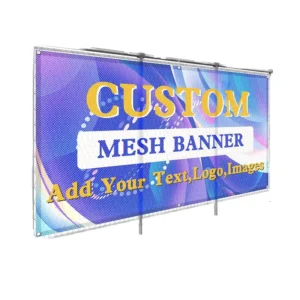 Outdoor Waterproof Wind Resistant Digital Custom Square Polyester Mesh Fabric Hanging Decorative String Advertising Fence Banner