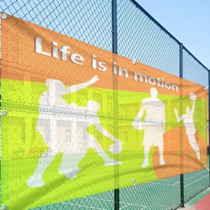 Outdoor Wind-Resistant Waterproof Custom-Printed Polyester Mesh Square Advertising Fence Banner