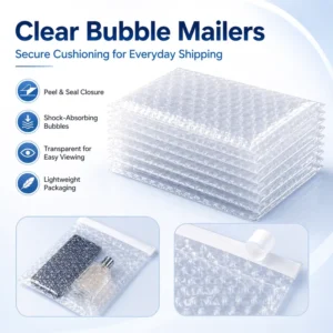 PE Clear Bubble Packaging Bags with Self-Adhesive Closure, Food Grade, Moisture-Proof