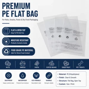 PE Clear Flat Open-Top Polyethylene Packaging Bags for General Goods