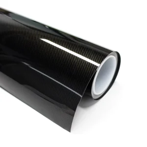 PET Base Air-Bubble-Free High-Gloss 7D 9D Black Carbon Fiber Car Wrap Vinyl Film