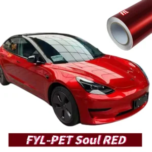 PET Bright Soul Red Glossy Car Wrap Vinyl Foil