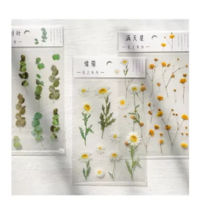 PET Flower Stickers for Scrapbook DIY Arts and Crafts, Junk Journal, Planners, Calendars, and Notebook