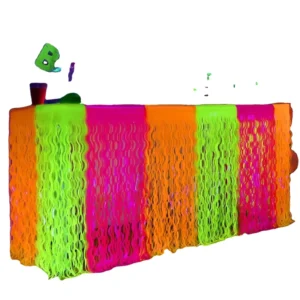 PET Fluorescent Glow-in-the-Dark Multicolor Indoor Table Skirts, Rain Curtain Banners, Birthday