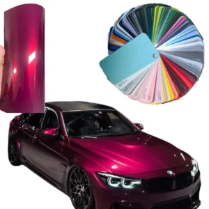 PET Glass Tower Red Color-Changing Anti-Scratch PVC Car Wrap Full Body Film Roll Super Gloss Finish 7.5mil Thick