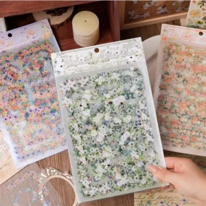 PET Scrapbook Stickers Vintage Flower Stickers Junk Journal Sticker Pack Transparent Floral Botanical Scrapbook Paper