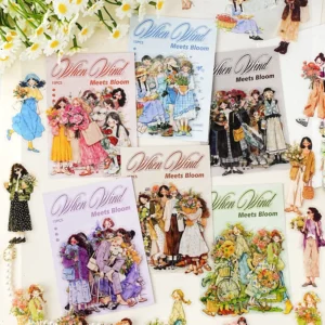 PET Sticker Bag Wind Meets Flowers Series Character Theme Landscaping Hand Account DIY Decorative Stickers