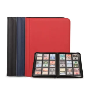 PU Leather 9 Pocket Card Binder 360 Trading Card Binder Photo Album for TCG Gaming Card Album