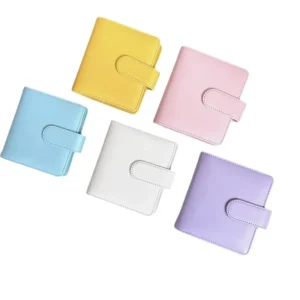 PU Leather A7 Ring Binder 3-Inch Kids Photo Album Folder with Fixed Inner Pages and Card Binder