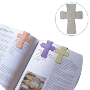 PU Leather Cross Magnetic Bookmark UV Printed Customizable Page Clip