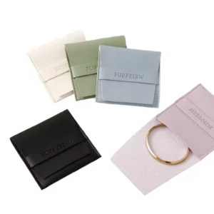 PU Leather Jewelry Pouch Envelope for Rings, Bracelets, Necklaces, and Earrings, 8x8cm