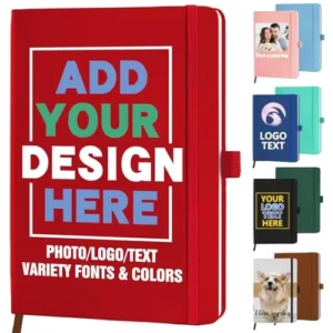 PU Leather Journal Notebook, Ruled, Elastic Band, Bookmark, Custom Logo and Photo Printing