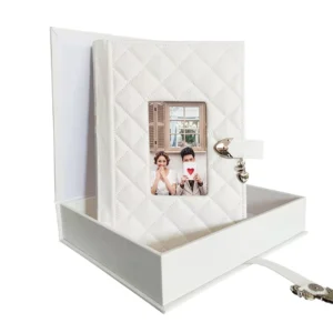 PU Leather Matted Photo Album with Metal Corners, Slip-In Pages, and Box