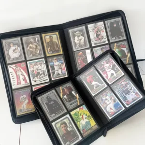 PU Leather Zipper Trading Card Album with 9-Pocket 360-Card Binder