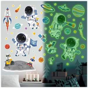 PVC Glow-in-the-Dark Spaceman Planet Star Moon 3D Wall Stickers for DIY Home Decor
