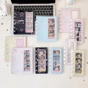 PVC K-Pop Girl Cartoon 4-Grid Long-Strip Photo Card Storage Album