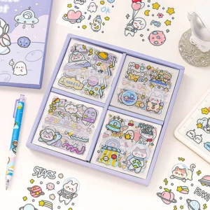 PVC Tape Cartoon Kawaii Cute Stickers Set 100 Journalism Stickers Cute Decoration Set