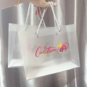 PVC Transparent Plastic Bag and PP Frosted Tote Bag with Handle for Clothing Gift Candy Shopping
