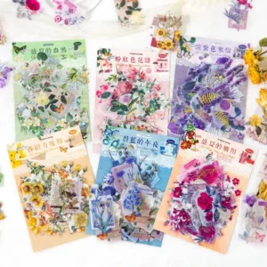 Pack of 30 PET Gold Foil Stickers Tea Party Flower Collage Decoration 6 Models