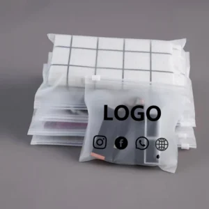 Packaging Manufacturer Biodegradable Custom Logo Matte Frosted Plastic Garment Zipper Bags for Clothing