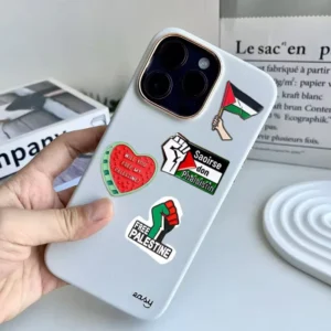 Palestine Flag Silver-Plated Engraved Metal Car and Phone Stickers