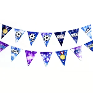 Paper Flower Banner Football Elements Triangle Bunting Flag Customized Color Hanging Decoration