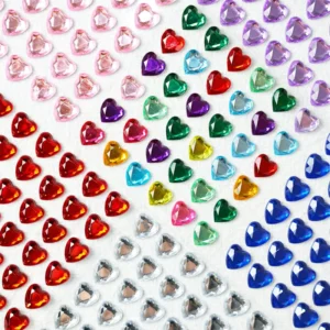 Paper Rhinestone Bling Heart Shape Sticker Crafts Jewels Eco-Friendly Promotional Gifts Floral Pattern for DIY Decoration