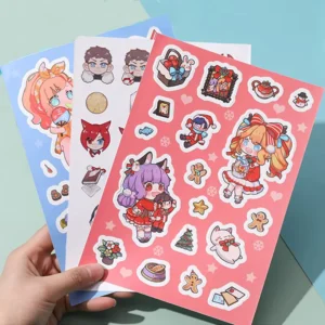 Paper Waterproof Personalized Journal Cute Printing Die Cut Sticker PVC Vinyl Anime Cartoon Decorative Custom Sticker Sheets