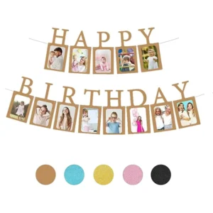 Paper Wind Style Pull-Up Banner Photo Backdrop for Happy First Birthday Party Decorations