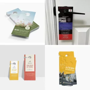 Pastel Gradient Coated Paper Tear-Off Stub Spot UV Floral Graphic Spa Salon Door Hanger Cards