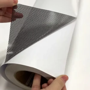 Perforated PVC Window Film, Self-Adhesive One-Way Vision Vinyl Roll for Building Covering