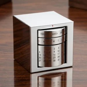 Perpetual Metal Rotating Desk Calendar, Retro Heavyweight Design
